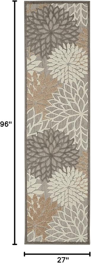 Nourison Home Aloha Natural 2'3" x 8' Area Rug - Easy Clean, Non Shedding, Bed Room, Living Room, Dining Room, Kitchen (8' Runner)