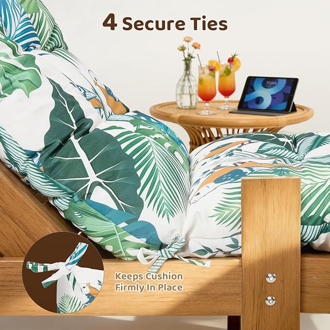 Waterproof Outdoor Lounge Chair Cushions 74.8 x 22 x 4.7 Inches，Chaise Lounge Chair Cushions Replacement for Outdoor Furniture with Ties, Thickened Patio Pool Bench Lounge Chair Cushions