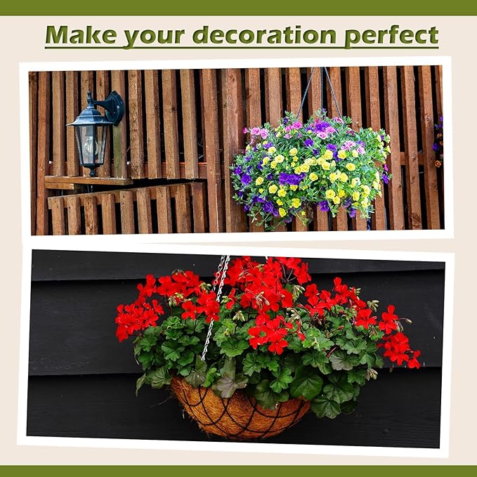 Gerrii 8 Pcs 20 Inch Coconut Liners for Hanging Baskets Coco Liners for Planters Natural Round Coconut Coco Planter Basket Coir Liner for Hanging Basket Flowers/Vegetables