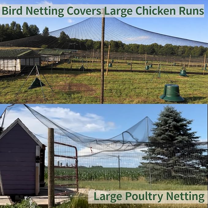 7.5x100ft Bird Netting for Chicken Coop 1/2 inch Mesh Heavy Duty Chicken Netting Animal Barrier, Poultry Netting Roof Cover for Chicken Run, Bird Net for Fruit Tree Against Birds Squirrels Rabbits