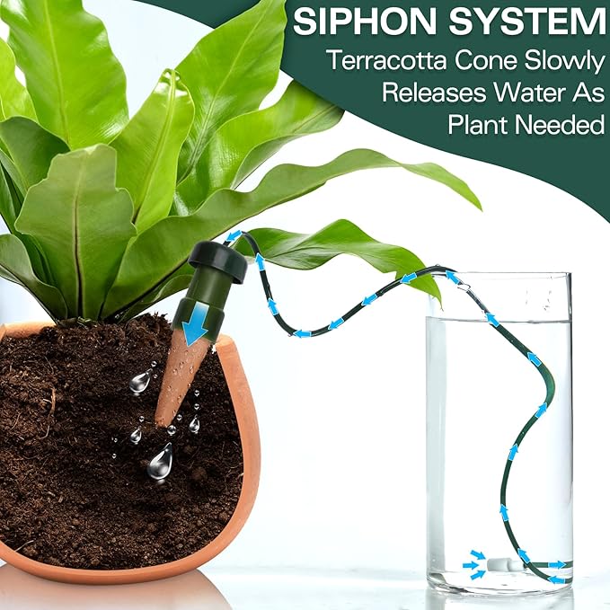 BYDOLL Plant Self-Watering Stakes Automatic Dripper Watering Terracotta Spikes for Indoor Outdoor Plant,Watering Insert Devices for Vacation use,Bonsai Garden Drip Irrigation System(5 Pack)