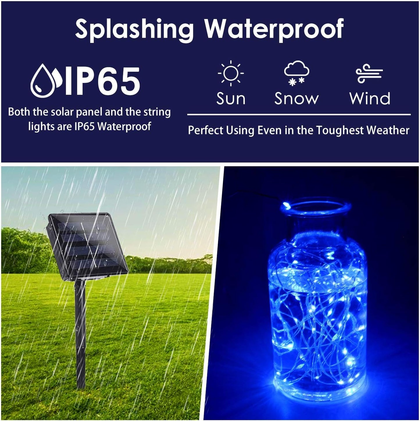 Solar String Lights Outdoor, 2-Pack 144FT 400 LED Solar Christmas Twinkle Lights Outside Waterproof Copper Wire 8 Modes Solar Fairy Lights for Garden Tree Party Birthday Christmas Decor (Blue)