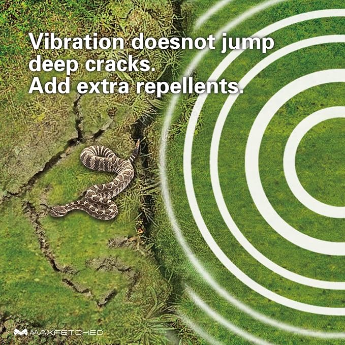Ultrasonic Snake Repellent for Yard Solar-Powered, 2 Pack | Also Repels Moles, Voles, Gophers. 14.5" Deep-Stakes Drive, Oversized Solar Panel, LED light, Waterproof, Pet Safe
