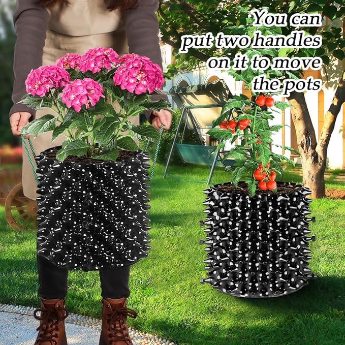 RooTrimmer 3 Gallon Air Pruning Container New Plastic Nursery Pot Fruit Vegetable Garden self-Planting pots, Size 10"x10", Black