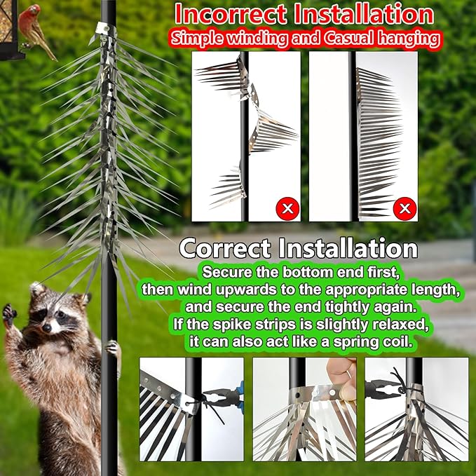 Bird Spikes, Outdoor Squirrel Spikes, Squirrel Baffles for Bird Feeder Poles, Avoid Climbing Garden Fences and Fruit Trees. (80 inches)