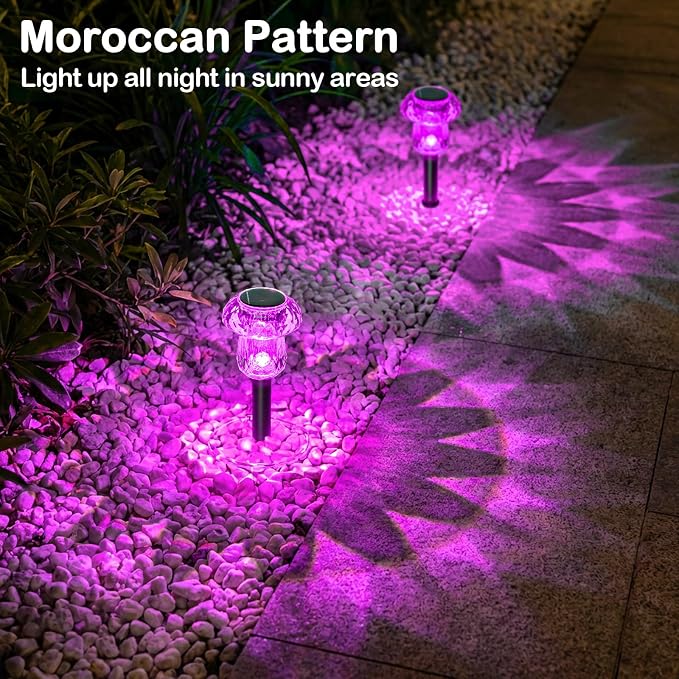 Solar Pathway Lights Outdoor Gifts for Mom Mushroom Garden Lights Waterproof Solar Powered Yard Lighting for Landscape, Driveway, Path, Walkway, Patio, Outside Garden, Pink Purple