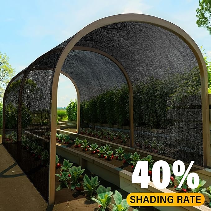 JOJOLEE 40% Sun Shade Cloth, 20x30FT Shade Net Mesh Tarp with Grommets, Black Sunblock Cover for Outdoor Patio Plants, Pergola, Greenhouse, Chicken Coop, Backyard, Balcony