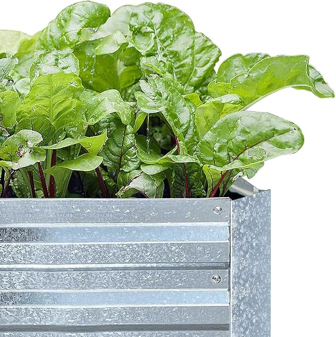 Galvanized Raised Garden Beds 3-Pack (8x4x1ft Each) – Overlapping 4-Inch Panels with Two-Row Screws, Heavy-Duty Metal Planter Box for Vegetables, Herbs, Flowers, Large Garden Kit