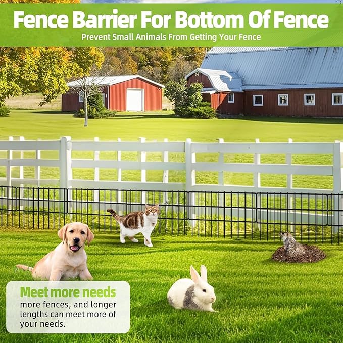 42.5ft(L) x 13in(H) Animal Barrier Fence, 30 Panels No Dig Fence, Garden Fence Barrier for Bottom, Rabbit Fence for Garden, Dog Fences Barrier, Rustproof Metal Fences Border for Outdoor