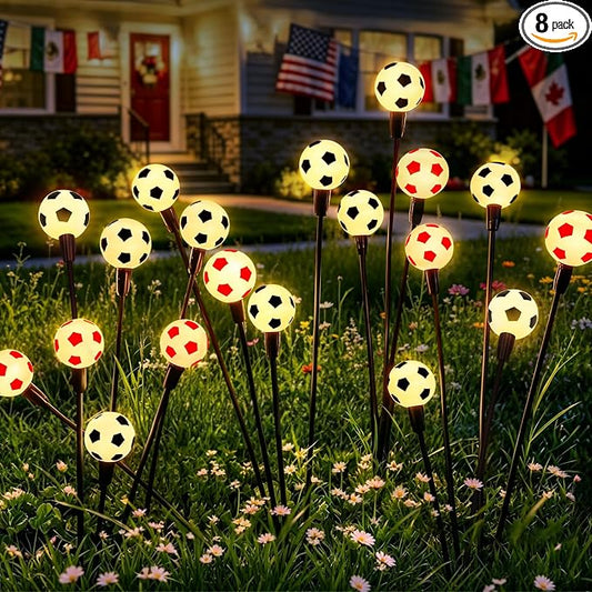 ASMAD Solar Lights Outdoor Waterproof 8 Pack, FIFA World Cup 2026 Outdoor Lights, Soccer Ball Light, World Cup Decorations for Patio Garden Outdoor Decor, Gifts for Women, Gifts for Men