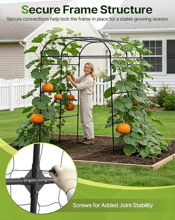 Suteck 7.5FT Tall Garden Arch Trellis – Metal Garden Arch for Climbing Plants, Easy Assembly Outdoor Trellis for Vines & Flowers, Home Gardeners