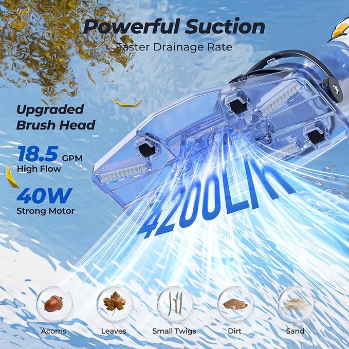 JESIMAIK Cordless Pool Vacuum, 18.5 GPM Pool Vacuum for Above Ground, 60Min Runtime & Fast Charging Pool Cleaner for Above Ground & Inground Pools, Spas, Hot Tubs