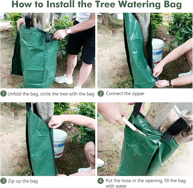 REMIAWY Tree Watering Bag 20 Gallon Watering Bag for Trees with Heavy Duty Zipper Premium PVC Slow Release Drippers (5-8 Hours Releasing Time)