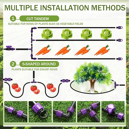 Tondiamo 500' 5/8 Inch Drip Tape Irrigation Tubing Kit 16 Mil 6" Spacing Garden Hose Watering Tube Line Automatic Equipment for Garden Irrigation System Farms, Landscape, Lawn