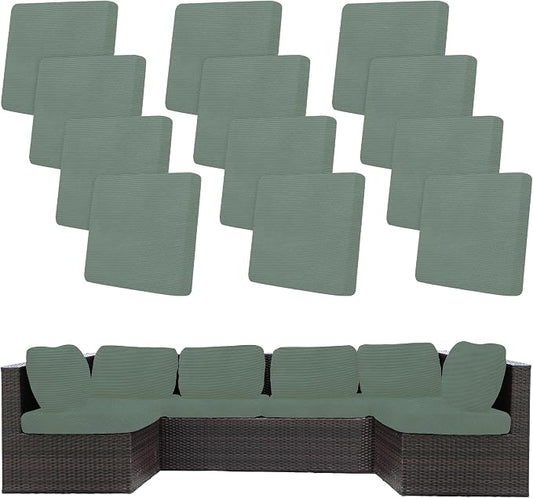 BIETYONE 12Pcs Stretch Patio Cushion Covers,Outdoor Couch Covers Replacement,Outdoor Couch & Sofa Slipcovers,for Patio Furniture Cushion Covers,Washable Reusable Furniture Protector (Cyan,Cover Only)