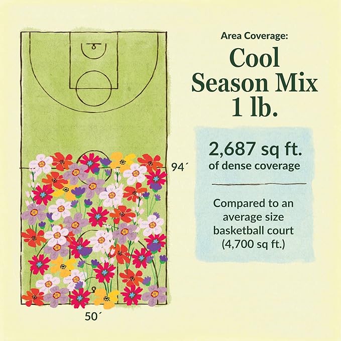 Ferry Morse Wildflower Seeds - Cool Season Mix, Non-GMO, Full Sun - 1 lb