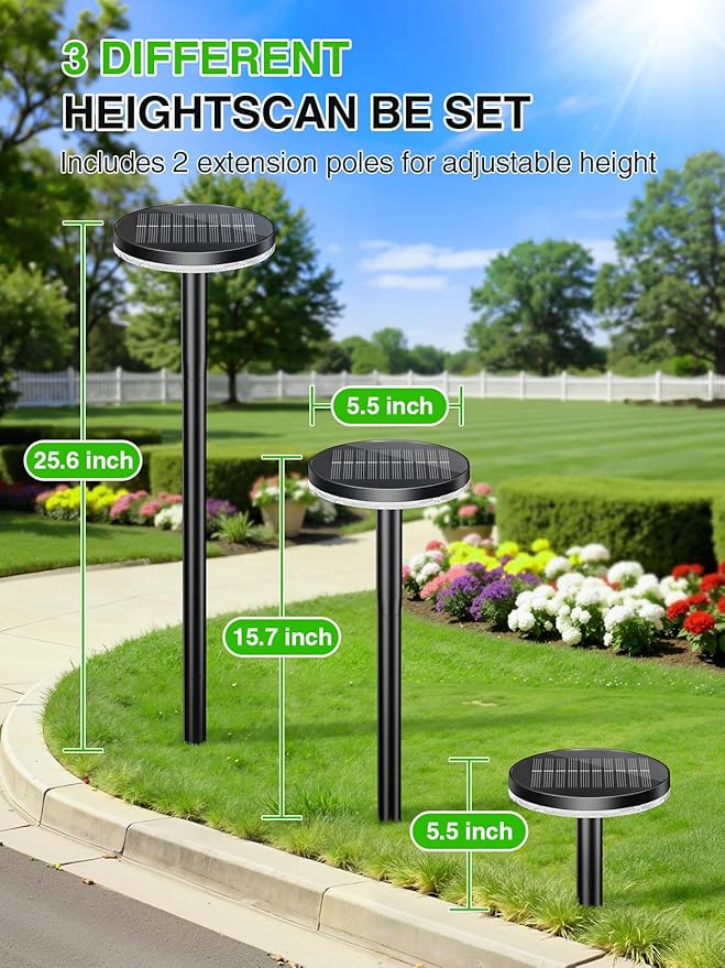 KOOPER 3X Larger & Taller Solar Pathway Lights Outdoor, 6 Pack Metal Solar Powered Garden Lights Waterproof, 2 Lighting Modes Adjustable Solar Landscape Path Lights for Outside Yard Walkway Driveway