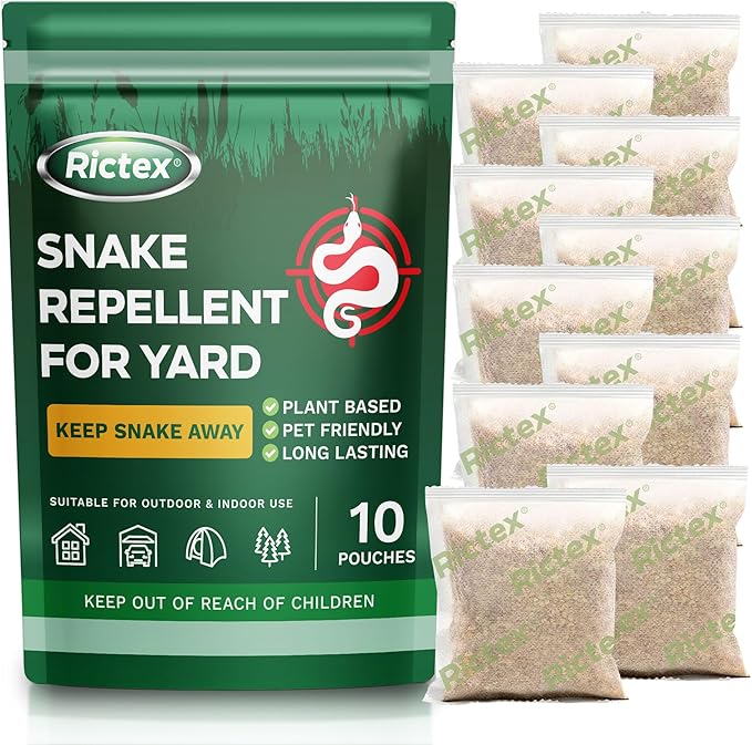 Snake Repellent for Yard Powerful: Keep Snake Away Repellent for Outdoors - Natural Safe for Children and Pets - Snake Be Gone for Lawn Garden Camping Fishing Home 10 Pouches