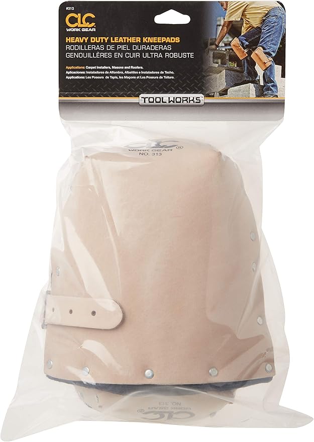 CLC Custom Leathercraft 313 Heavy Duty Leather Kneepads, Double Thick Lining, Tan