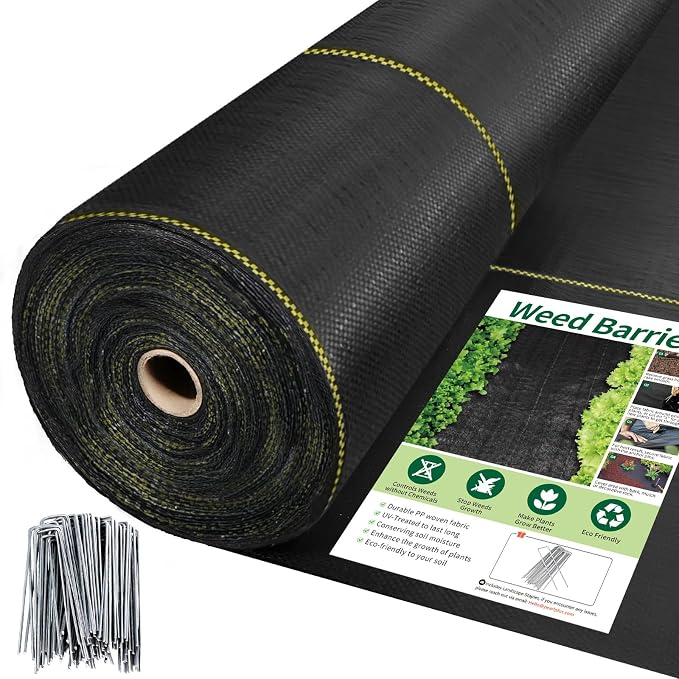 4ft x 100ft Black Woven Weed Barrier, 3.5oz Heavy Duty Permeable Landscape Fabric for Garden Weed Control