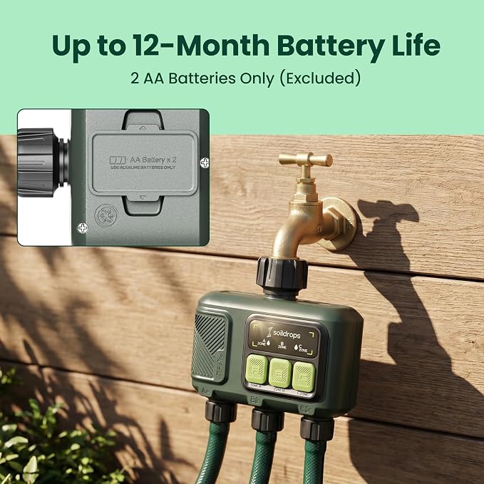 WiFi Water Timer, Hose Timer 984ft Long Range RF with Gateway, App Control, 8-Month Battery, Weather Delay, 3/4" Smart Irrigation Controller