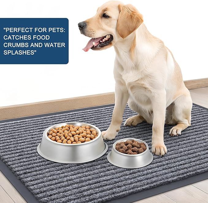 OLANLY Front Door Mat Indoor Outdoor Entrance, 2-Pack 47 x 32 Inch, Waterproof Heavy Duty Doormat, Fade Resistant, Low Profile, Easy Clean Patio Porch Welcome Floor Mats for Entry, Light Gray