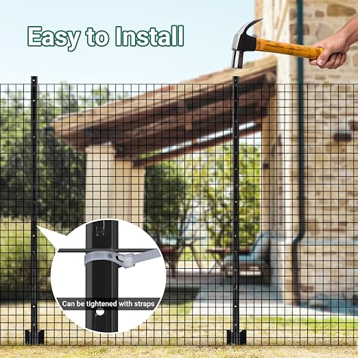 Fence Posts 4.8 FT Black, 10 Pack Heavy Duty U Posts, No Dig T Posts for Fences Wire Mesh, Perfect for Temporary Fencing, Electric Fence Wire, Corner Anchor