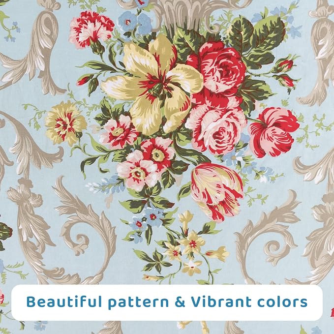 QSH Floral King Size Sheet Sets - Luxury Peony Flower Print Pattern Egyptian Cotton Printed Bedding Sheets 4pcs Extra Soft and Breathable 17.5" Extra Deep Pocket King Size Sheets
