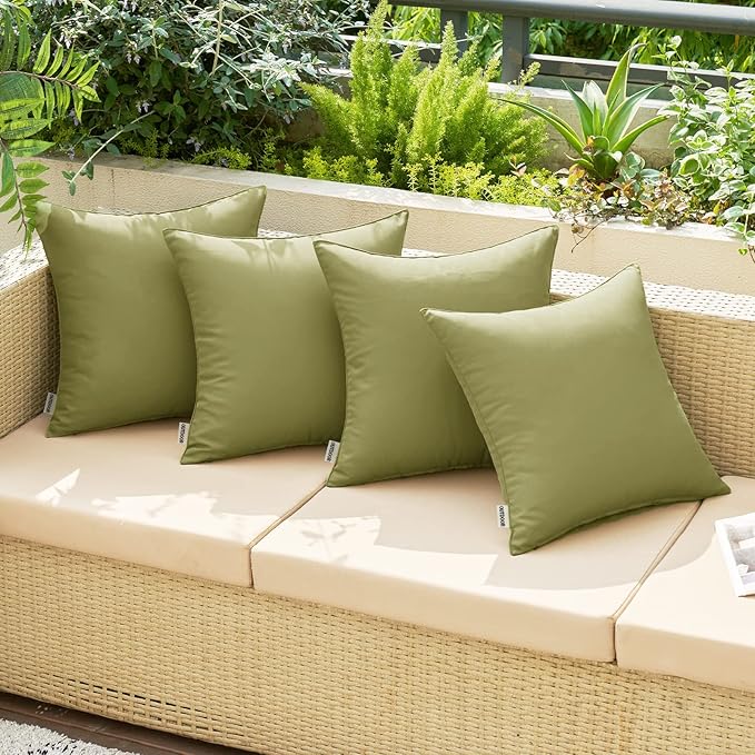 MIULEE Pack of 2 Decorative Outdoor Waterproof Pillow Covers Garden Cushion Sham Throw Pillowcase Shell for Spring Patio Tent Couch 18x18 Inch Sage Green