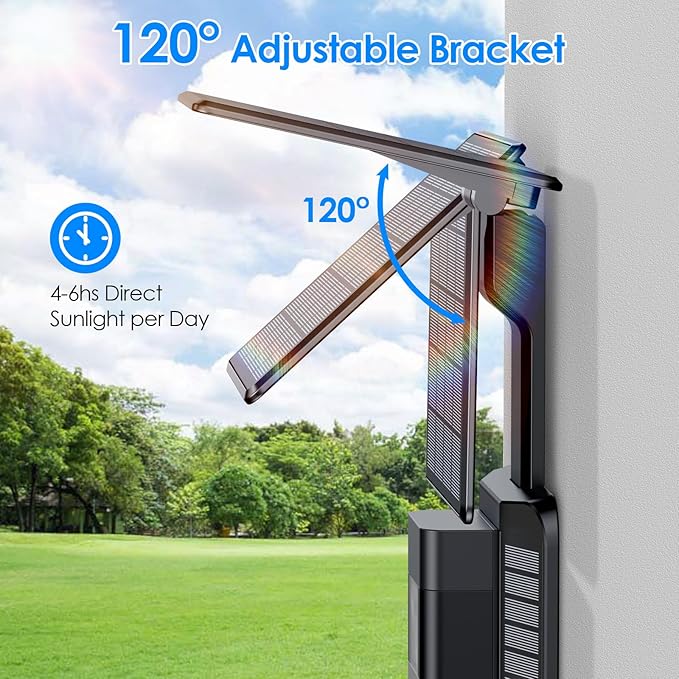 NANW Solar Charger Compatible for Ring Video Doorbell 3/3 Plus/4/Battery Doorbell Plus/Battery Doorbell Pro - 2-Prong Port Charging only, Efficient Solar Panel Mount, Adjustable Solar Charger