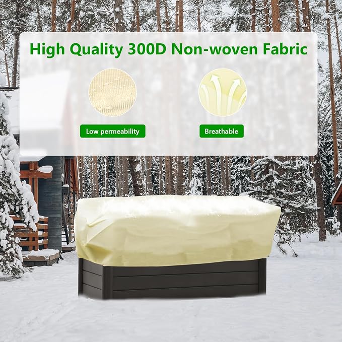 Plant Covers Freeze Protection 2 Pack Rectangular Frost Blankets for Outdoor Plants (22"x60"x20") – Winter Plant Covers, 2.4oz/yd² Frost Cloth Plant Protection for Raised Beds & Shrubs (Beige)