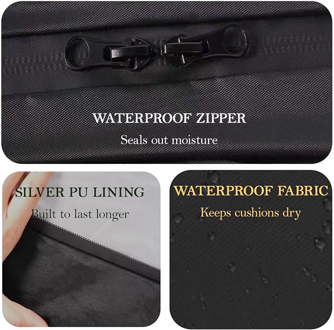 NCEDN Waterproof Patio Cushion Storage Bag - 49 × 16 × 22 Inch Heavy Duty Oxford Outdoor Cushion Storage Bag, Dustproof & UV Protection for Garden Use, with Upgraded Fabric & Reinforced Zipper, 2 Pack