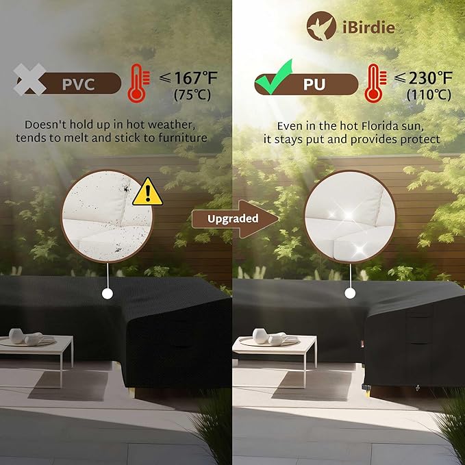 iBirdie Outdoor Patio Furniture Cover fit 83 x 104 inch, 80 x 102, 82 x 100 L-Shaped Sectional Sofa, Waterproof Weatherproof Heavy Duty 600D Garden Cover for Outside L Shape Couch