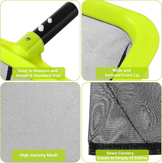Tavaleu Pool Skimmer Net Without Pole, Swimming Pool Leaf Skimmer Net for Cleaning, Larger Capacity Pool Nets with Reinforced Frame, Durable Deep Rake Net Easy Scoop Edge, Debris Pickup Removal