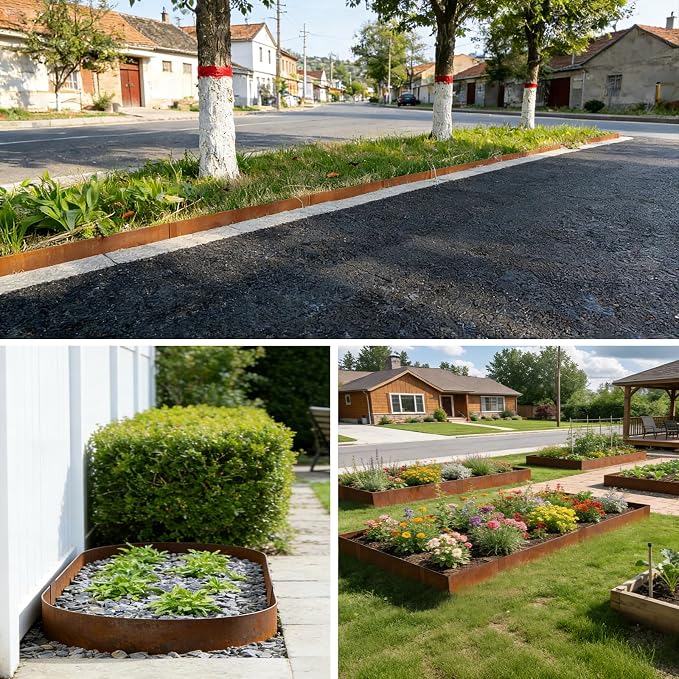 Corten Steel Landscape Edging 5" H x 40" L Metal Garden Edging, Thickened Metal Landscape Edging, 6 Pack Hammer-in Pre-Rusted Steel Landscaping Edging with 6 Clips for Lawn Yard (20Ft Total)