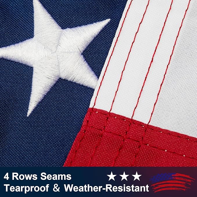 American Flag 6x10 FT for Outside - TearProof & Fade-Resistant USA Flag, Embroidered Stars, Sewn Stripes, Brass Grommets, UV & Weather-Resistant Spun Polyester, Perfect for High Winds & 4th of July