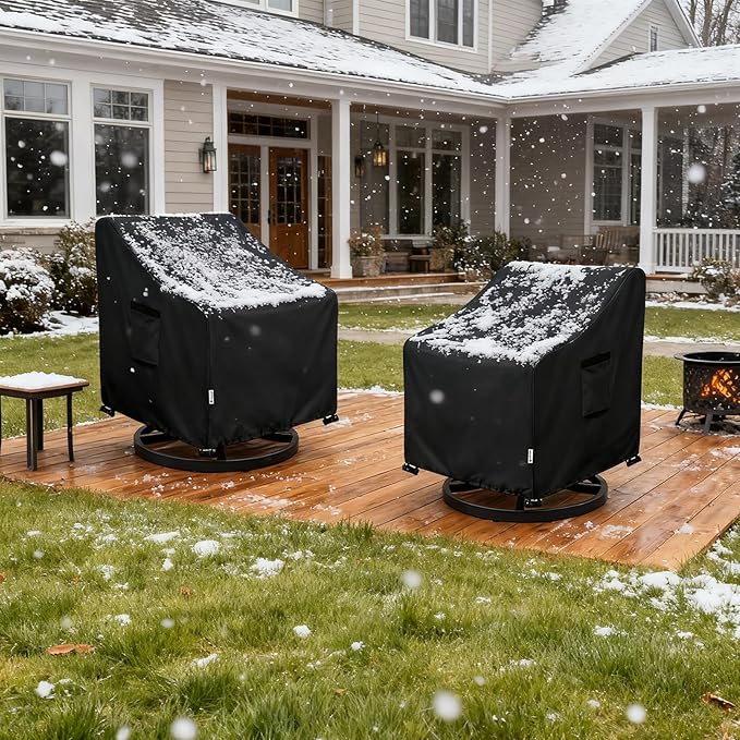 Patio Chair Covers Waterproof Patio Furniture Covers,30W x 34D x 38 H Inches Outdoor Swivel Chair Cover 2 Pack -Black
