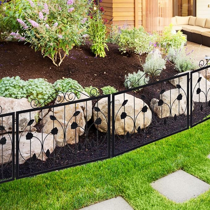 6 Pack Decorative Garden Fence, Rustproof Metal Wire Tall Fencing Border, Indoor or Outdoor No Dig Animal Barrier Fence for Dog, Flower Bed, Patio, Yard