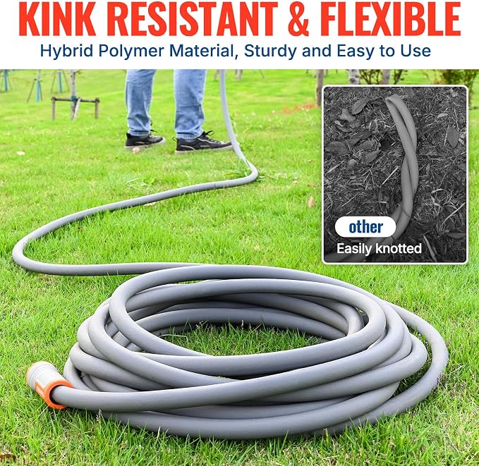 YAMATIC Short Garden Hose 5/8 in x 10 ft with Swivel Handle, Super Flexible Leader Hose, All-weather, Lightweight, Burst 600 PSI, Gray