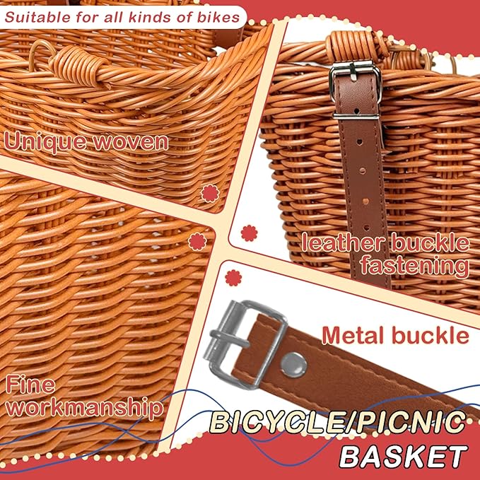 Wicker Picnic Basket for Kids, Small Woven Rattan Basket with Handles Brown Garden Harvest Hamper Basket Empty for Storage Toy Flower Wedding