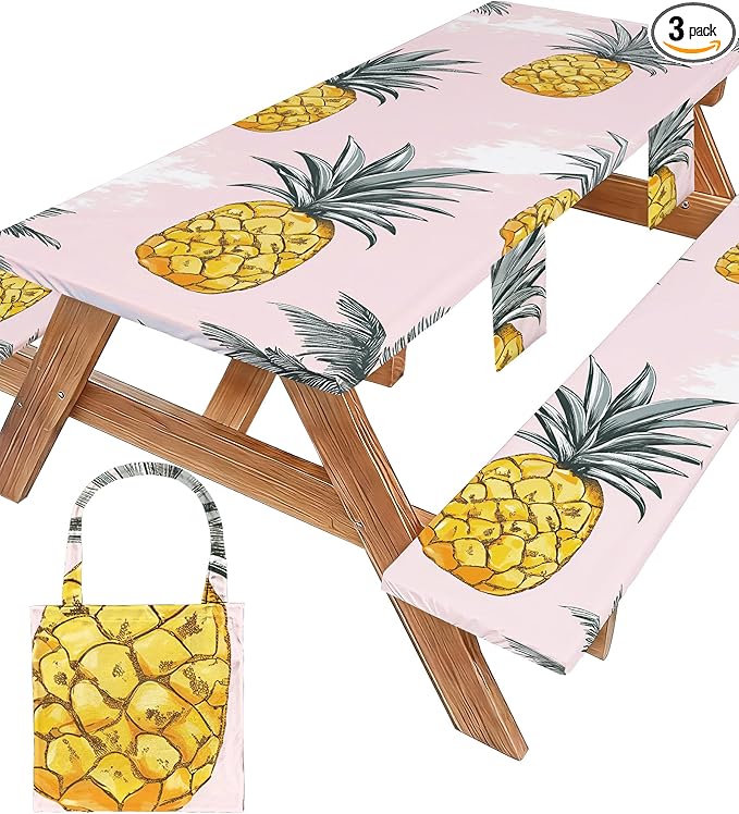 Picnic Table Cover with Bench Covers Elastic Tablecloth Camping Essentials Gear Table Cloth Outdoor Glamping Cool Fun Unique Ideas Birthday Camping Gifts for Mother Mama Mommy Mom from Daughter Son