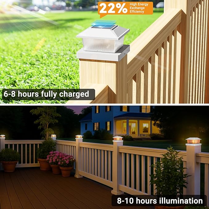 btfarm 4x4 Solar Flame Post Cap Lights Outdoor, 18 Pack Flickering Flame Deck Fence Post Lights, Waterproof Solar Powered Lighting Outside Fit 4x4 3.5x3.5 Wooden/Vinyl for Porch Patio Garden