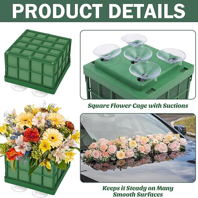 Hahood 18 Packs Floral Foam Cage Rectangle and Square Flower Holder with Floral Foam Blocks Flower Cage Holders Flower Arrangements Supplies Cage for Fresh Flowers, Wedding Home Garden Decorations