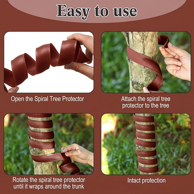 Wesiti 20 Pcs Tree Trunk Protector Plastic Spiral Trunk Tree Wrap Guard Bark Tube Protectors to Protect Bark Saplings from Deer Cats Rodents Rabbit Mowers (Dark Brown)