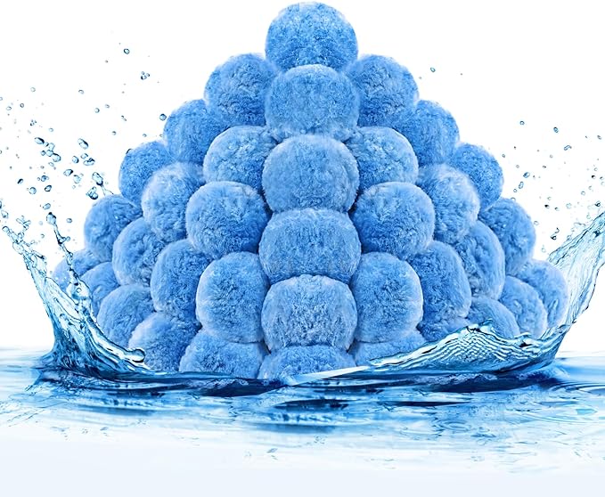 MJZ Pool Filter Balls for Sand Filter, 4.4 Lbs Reusable Sand Filter Balls for Swimming Pools, Efficient Eco-Friendly Polysphere Pool Filtration Balls, Pool Filter Balls Media for Sand Pump(Blue)