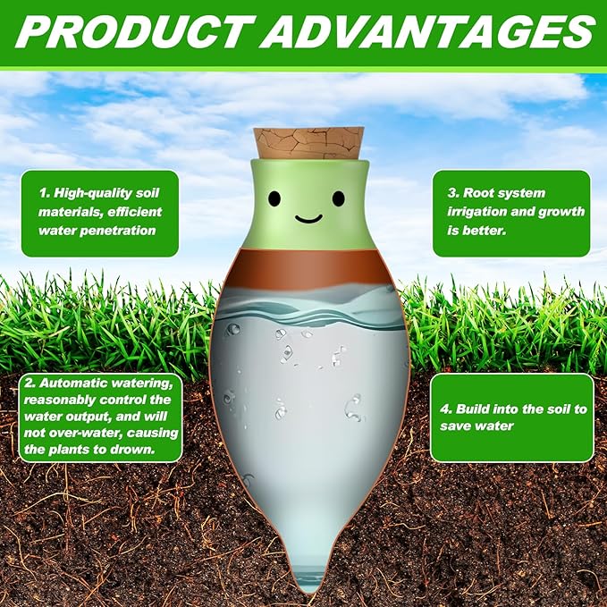 LemonRoad 4 Pcs Self Watering Terracotta Globes 11.5oz Large Ollas Plant Watering Globes Planter Insert Spike Pot Clay Planter Irrigation Device for Outdoor Indoor Easy to Refill Plant Lover Gift
