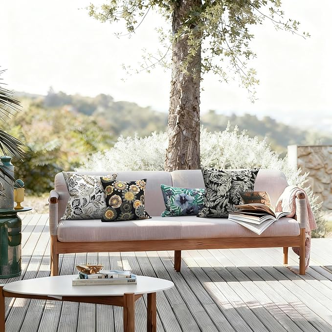LVTXIII 2 Pack Outdoor Pillow Covers ONLY 18x18 Inch, Water-Repellent Square Decorative Cushion Covers for Patio Furniture, Garden, Sofa, Dailey Tan