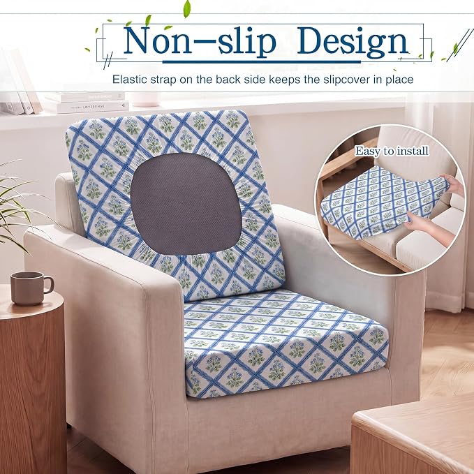 Newwiee 12 Pcs Patio Stretch Outdoor Cushion Covers Sofa Couch Cover Replacement Couch Slipcover Sofa Seat Chair Porch Patio Furniture Protector, Flexibility Washable(Pastel Series,Trellis Floral)