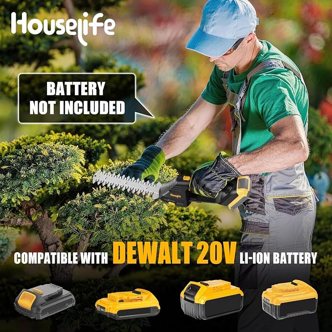 Cordless Hedge Trimmer Compatible with Dewalt MAX 20V Battery, 2 in 1 Handheld Electric Grass Trimmer/Bush Trimmer/Grass Shears for Yard, Garden, and Lawn Care, Powerful & Lightweight (Tool Only)