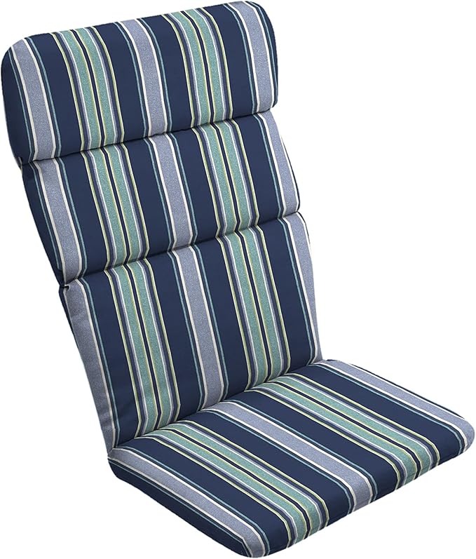 Arden Outdoor Adirondack or Rocking Chair Cushion, 20 x 17, Rain-Proof, Fade Resistant 17 x 20, Sapphire Aurora Blue Stripe